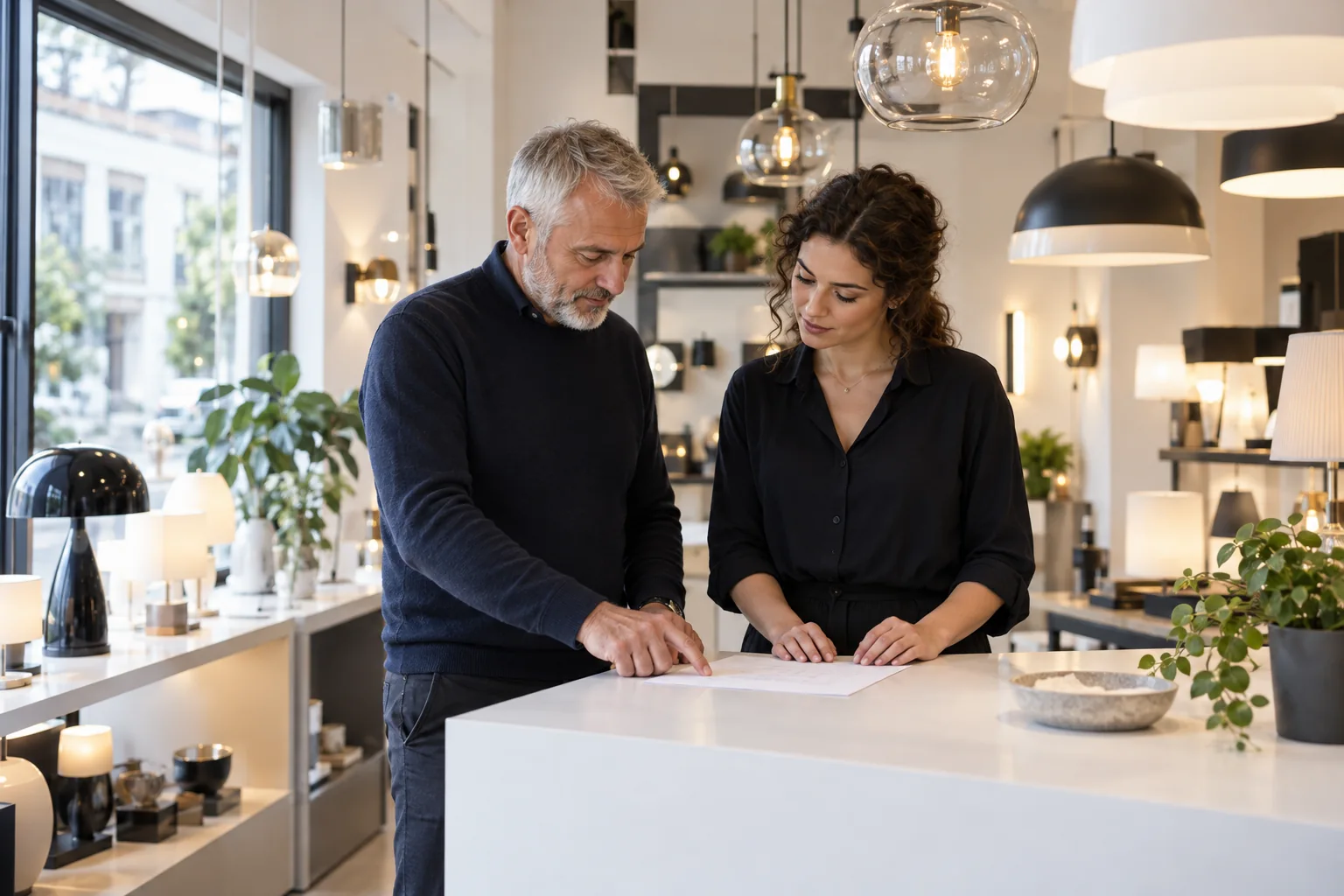 Symbolbild: Zwei Beschäftigte unterschiedlicher Generationen bei der Zusammenarbeit im Fachhandel